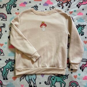 SHEIN Cream Sweater with Mushroom Detail